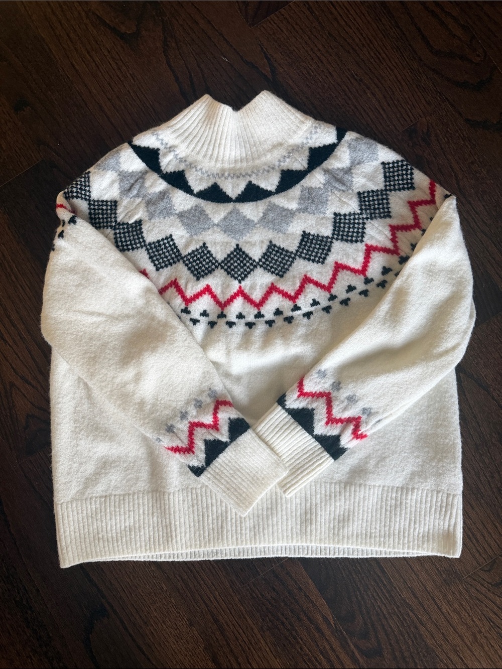 Women White winter Nordic Pattern Wool-Blend Sweater